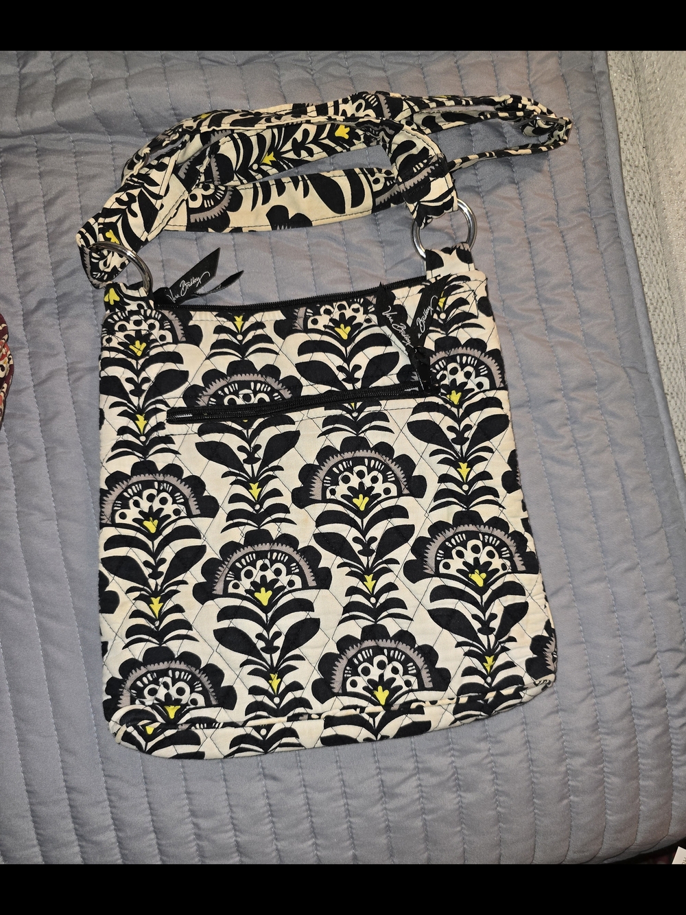 Vera Bradley Black, Cream & Yellow Quilted Crossbody Bag